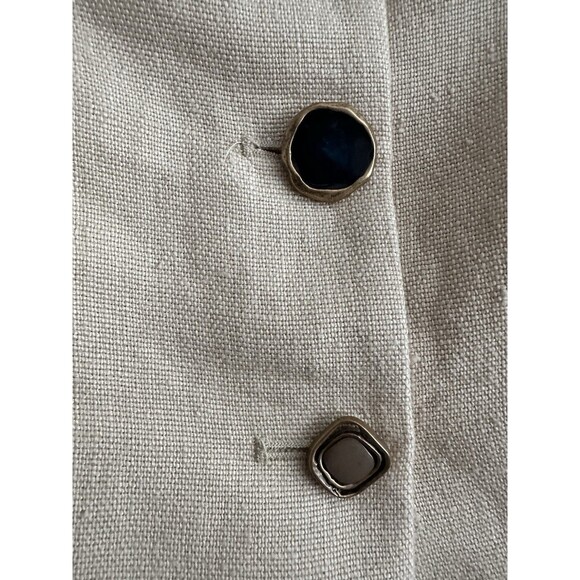 Zara Off Shoulder Viral Linen Blend Top Blazer Funky Buttons US S Beige - Picture 7 of 8